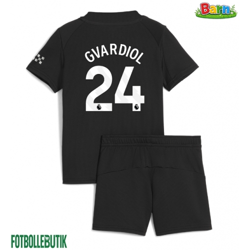 Manchester City Josko Gvardiol #24 Bortaställ Barn 2025-26 Kortärmad (+ Korta byxor)